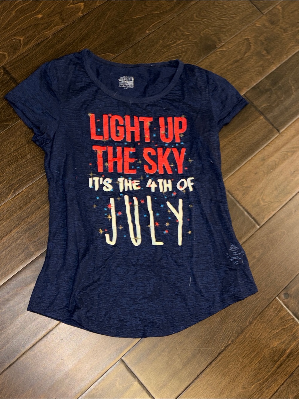 Navy Graphic Tee "Light Up the Sky"